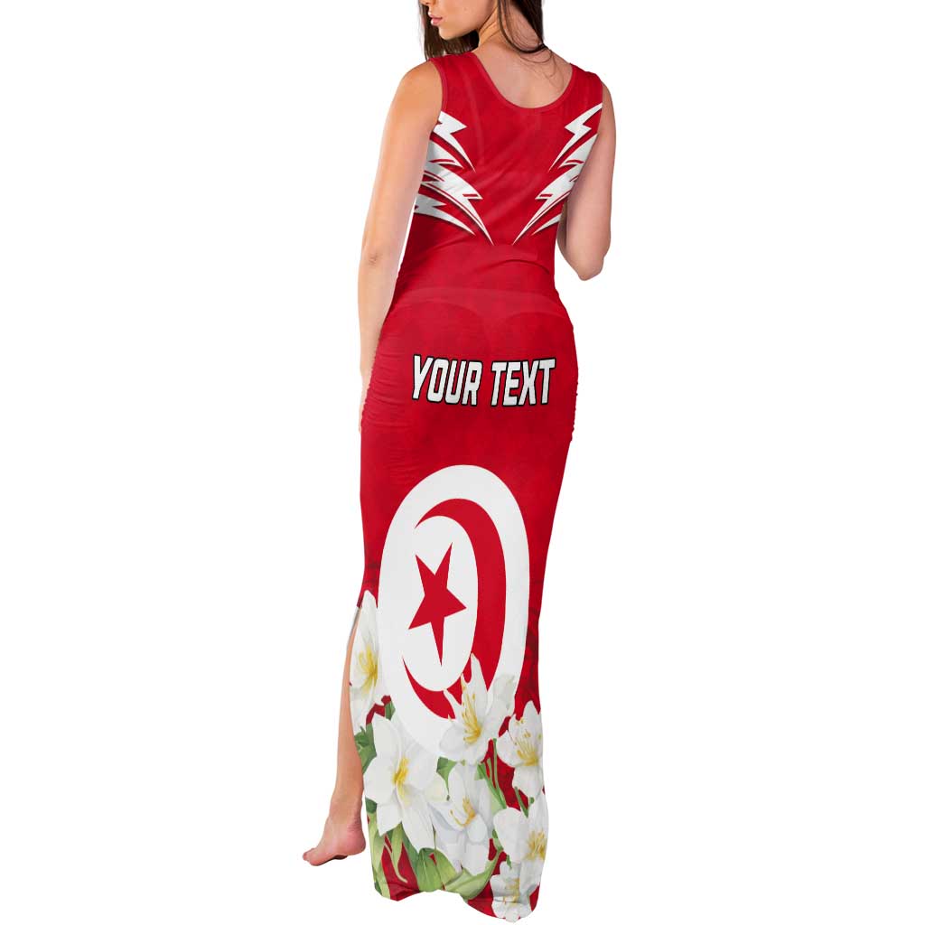 Personalized Tunisia Tank Maxi Dress Jasmine Flower and Emblem - Wonder Print Shop