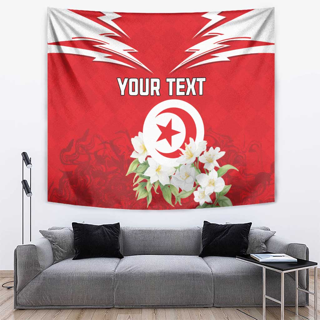 Personalized Tunisia Tapestry Jasmine Flower and Emblem - Wonder Print Shop