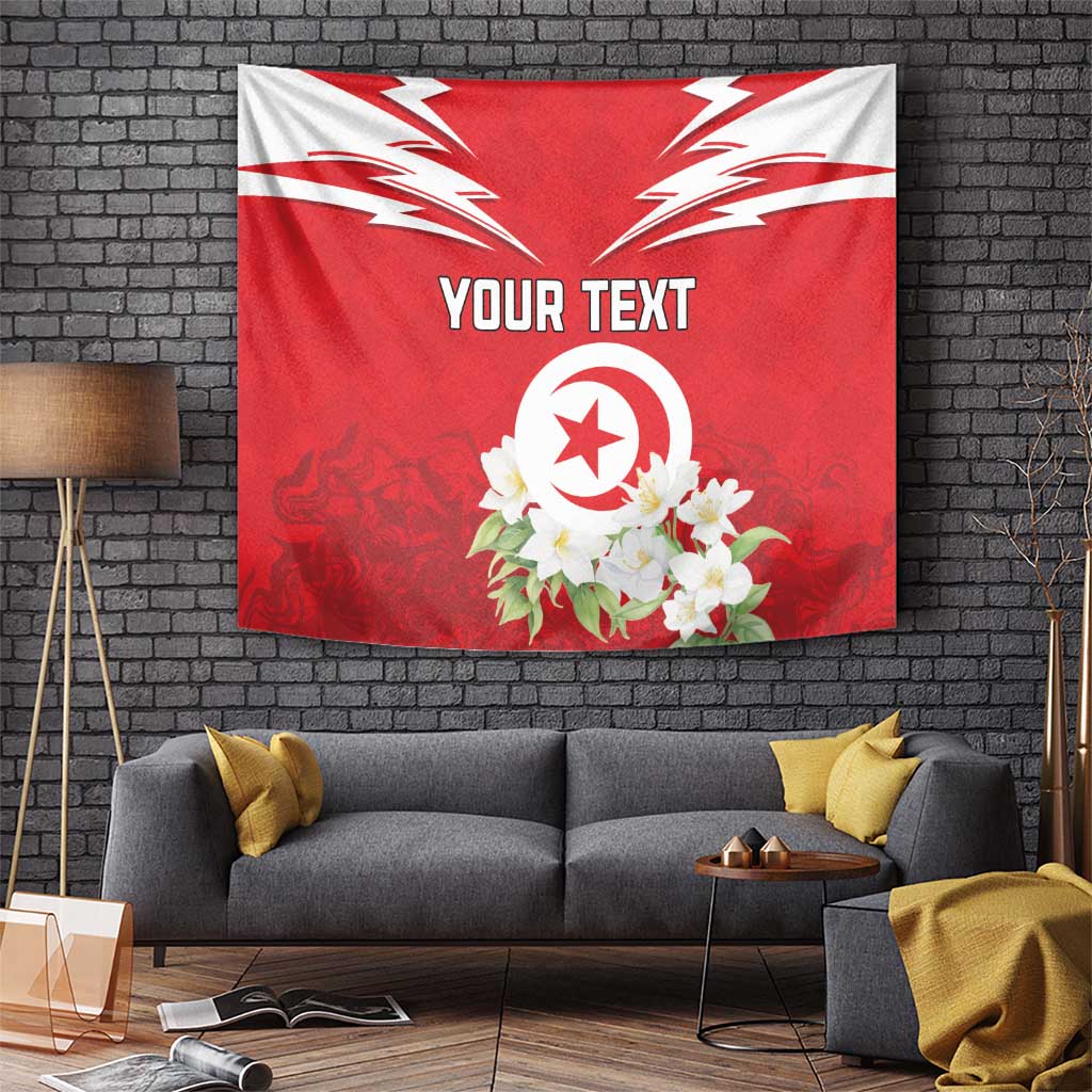 Personalized Tunisia Tapestry Jasmine Flower and Emblem - Wonder Print Shop