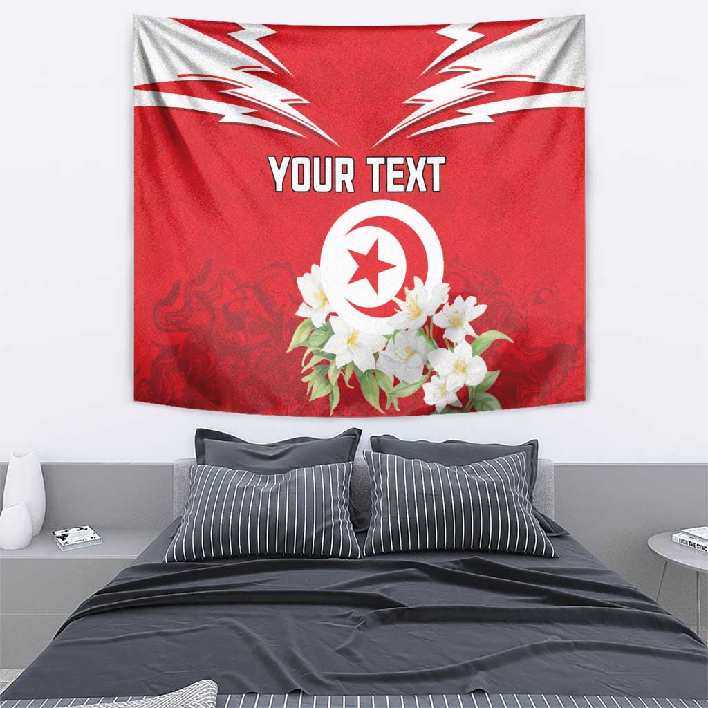 Personalized Tunisia Tapestry Jasmine Flower and Emblem - Wonder Print Shop