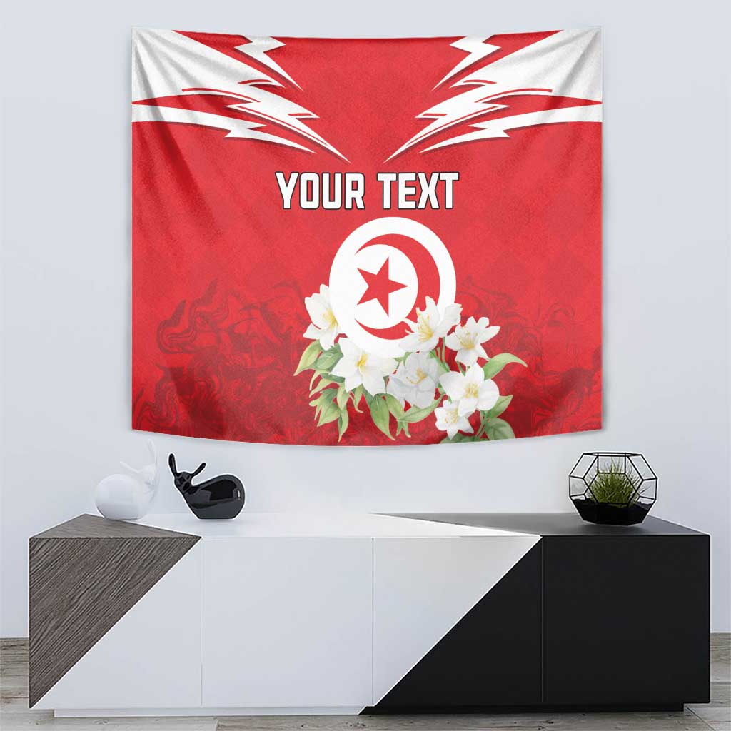 Personalized Tunisia Tapestry Jasmine Flower and Emblem - Wonder Print Shop