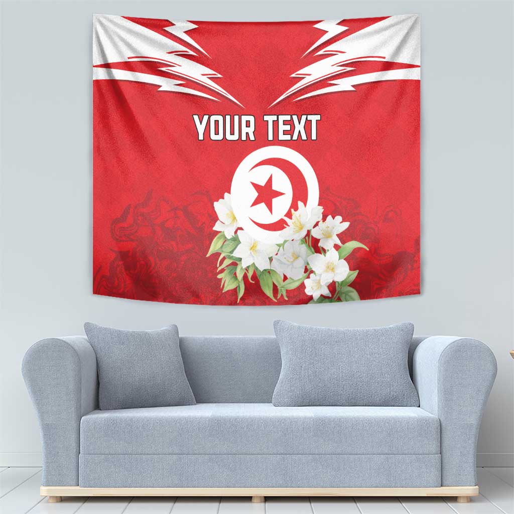 Personalized Tunisia Tapestry Jasmine Flower and Emblem - Wonder Print Shop