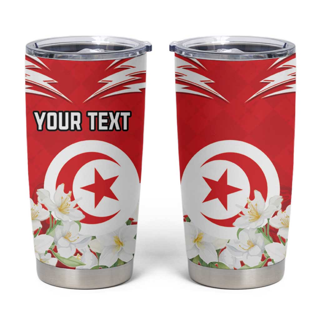 Personalized Tunisia Tumbler Cup Jasmine Flower and Emblem - Wonder Print Shop