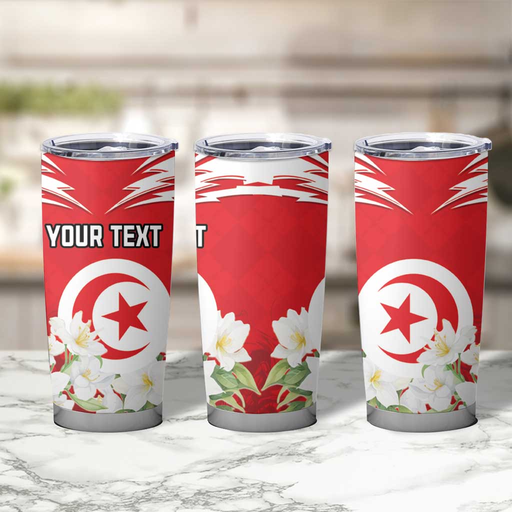 Personalized Tunisia Tumbler Cup Jasmine Flower and Emblem - Wonder Print Shop
