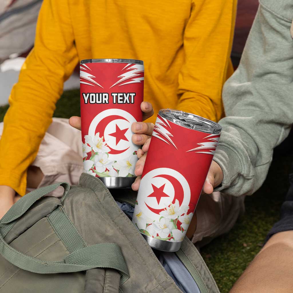 Personalized Tunisia Tumbler Cup Jasmine Flower and Emblem - Wonder Print Shop