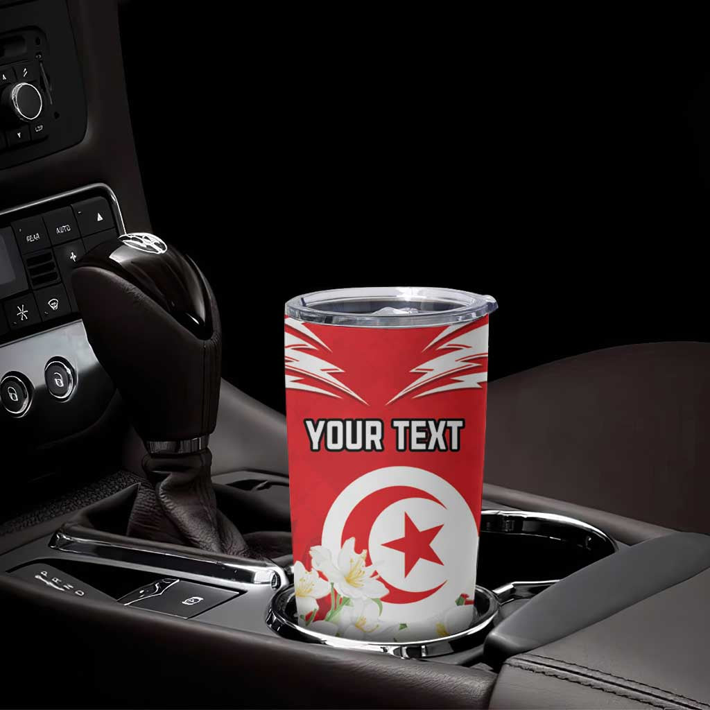 Personalized Tunisia Tumbler Cup Jasmine Flower and Emblem - Wonder Print Shop