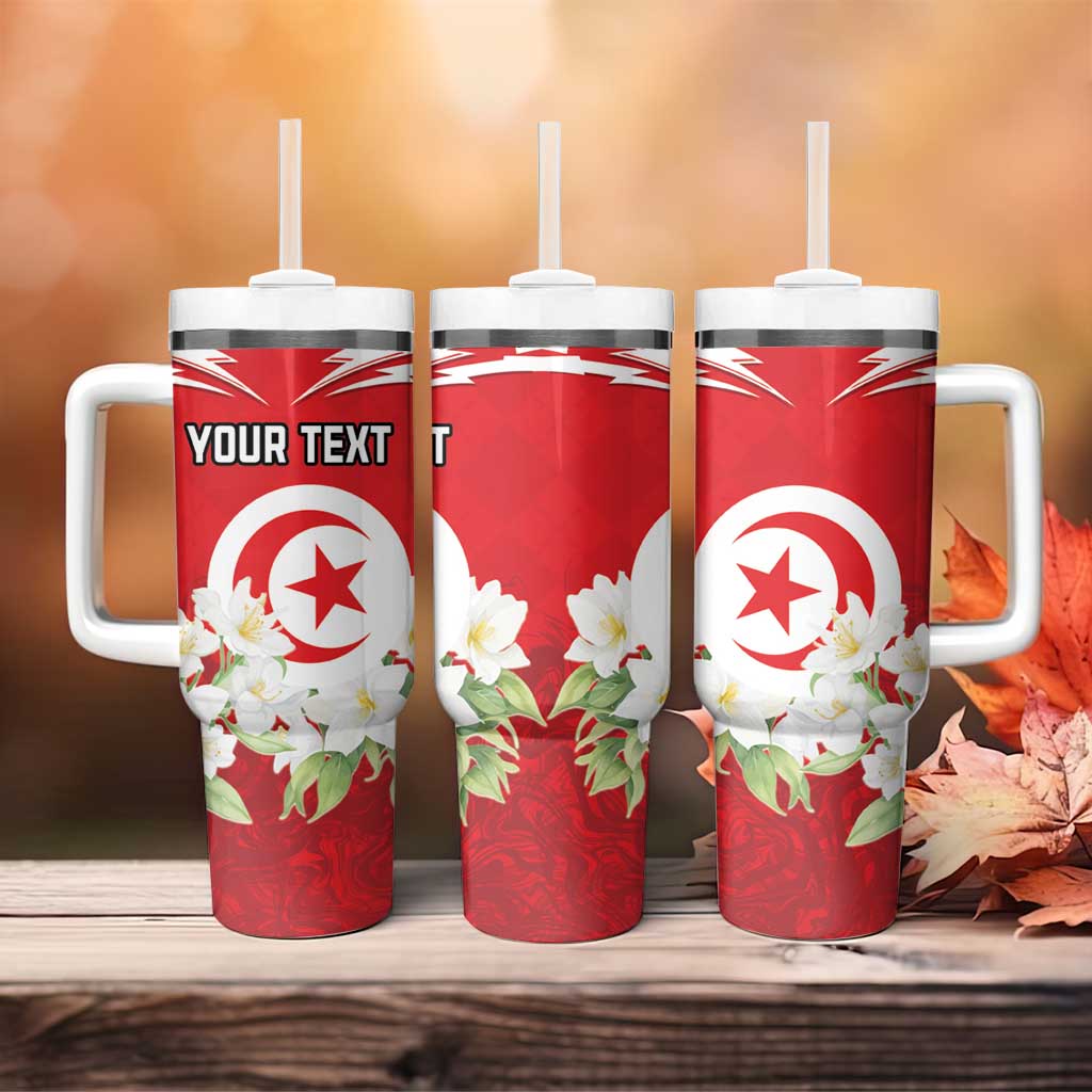 Personalized Tunisia Tumbler With Handle Jasmine Flower and Emblem - Wonder Print Shop