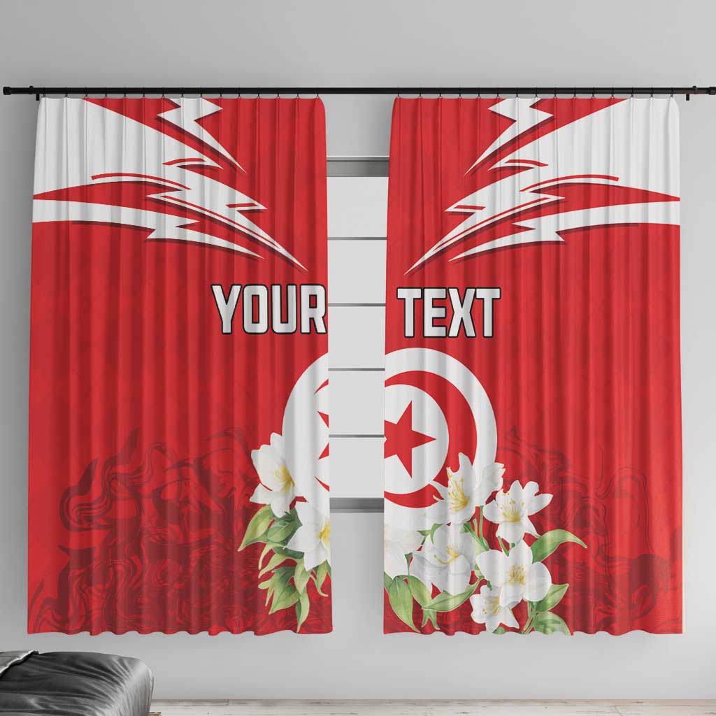 Personalized Tunisia Window Curtain Jasmine Flower and Emblem - Wonder Print Shop
