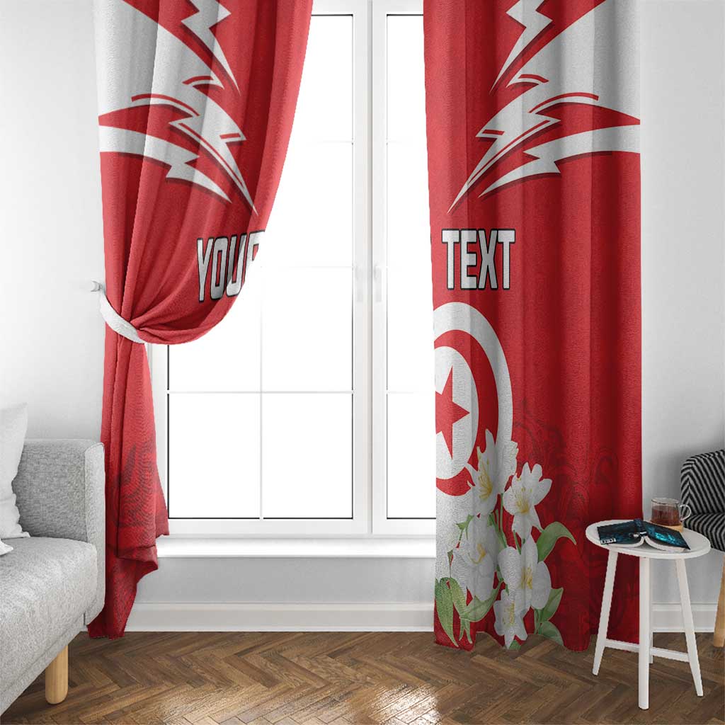 Personalized Tunisia Window Curtain Jasmine Flower and Emblem - Wonder Print Shop