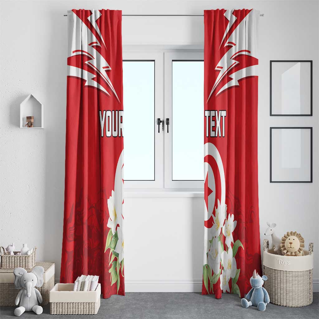 Personalized Tunisia Window Curtain Jasmine Flower and Emblem - Wonder Print Shop