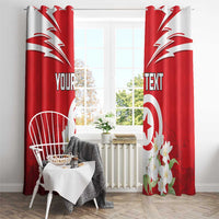Personalized Tunisia Window Curtain Jasmine Flower and Emblem - Wonder Print Shop