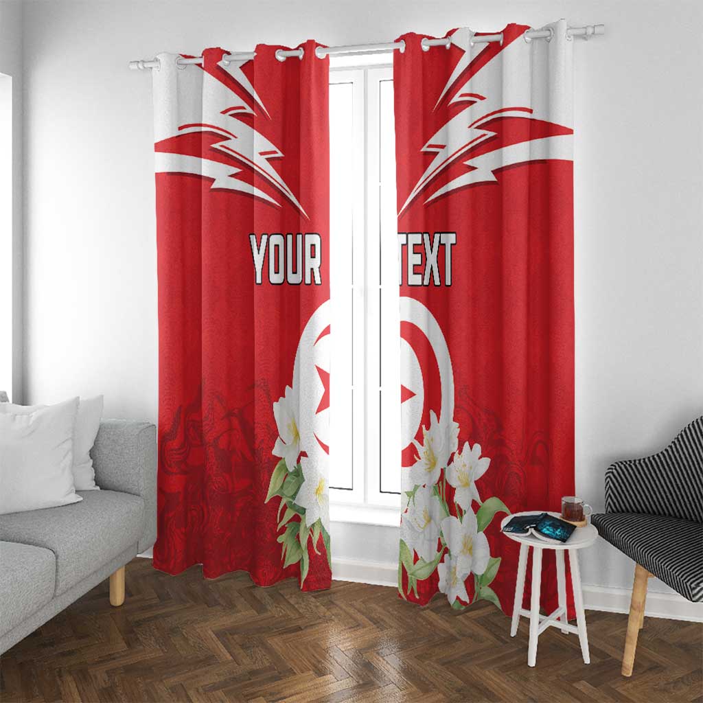 Personalized Tunisia Window Curtain Jasmine Flower and Emblem - Wonder Print Shop