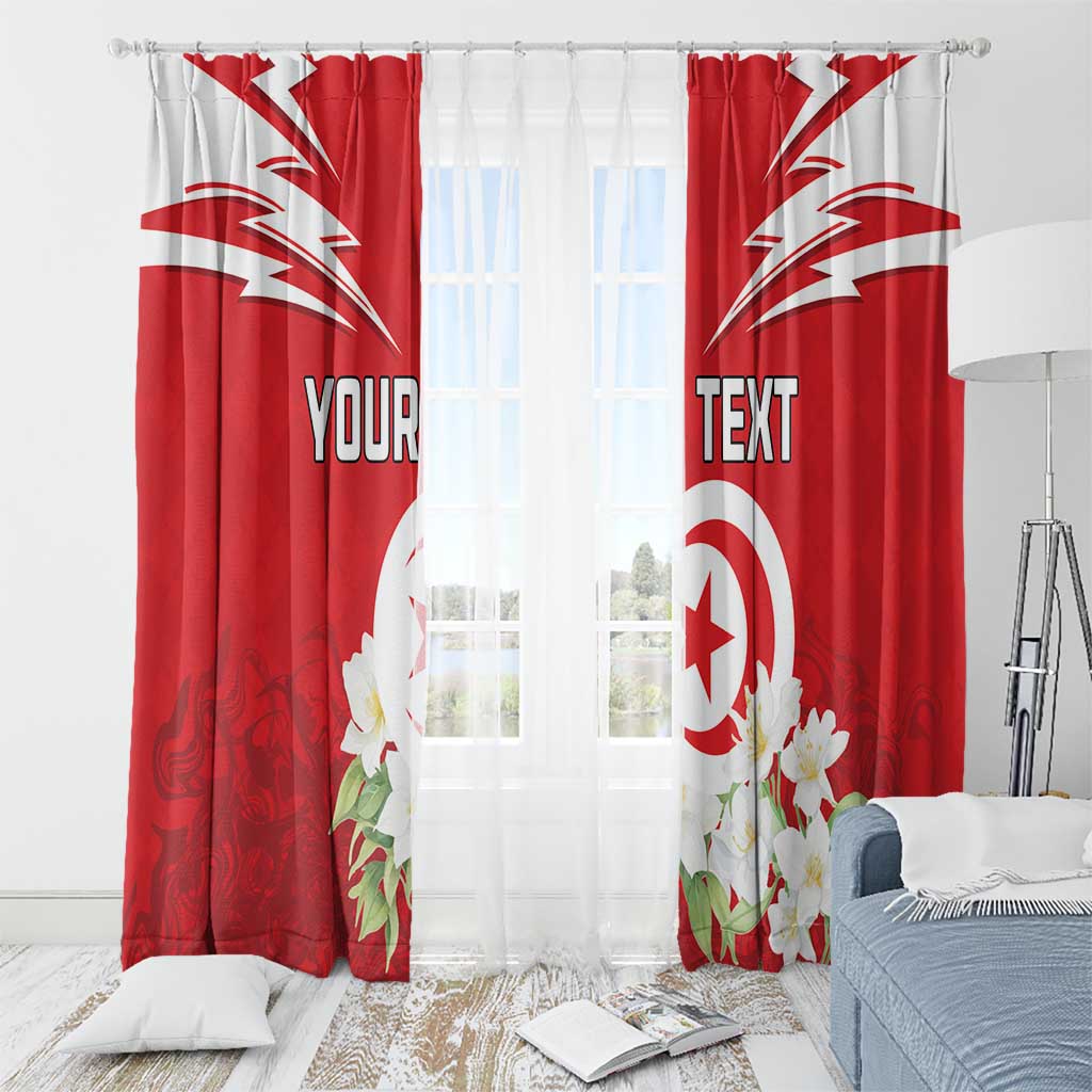 Personalized Tunisia Window Curtain Jasmine Flower and Emblem - Wonder Print Shop