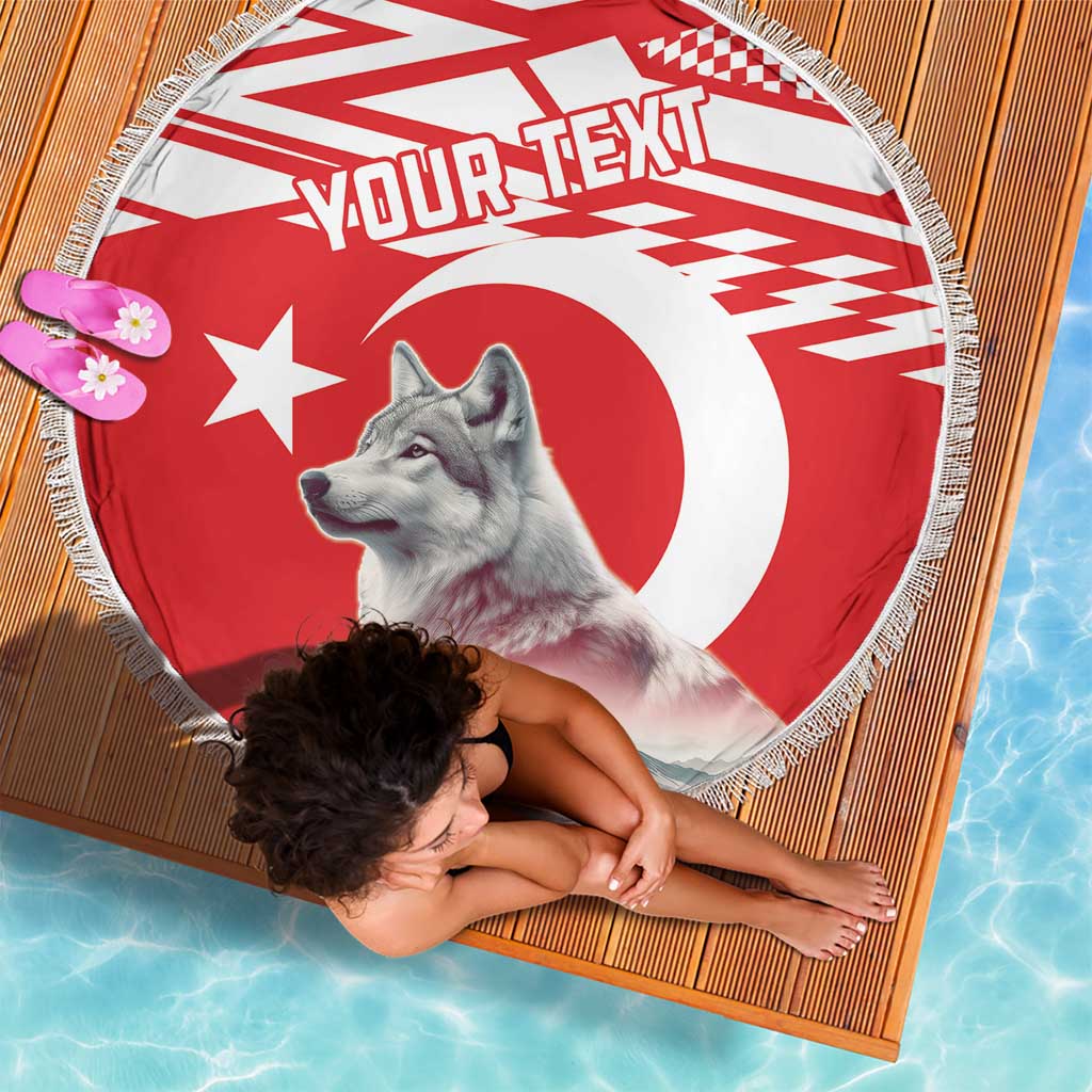 Personalized Gray Wolf Turkey Beach Blanket Turkish Mountain - Wonder Print Shop
