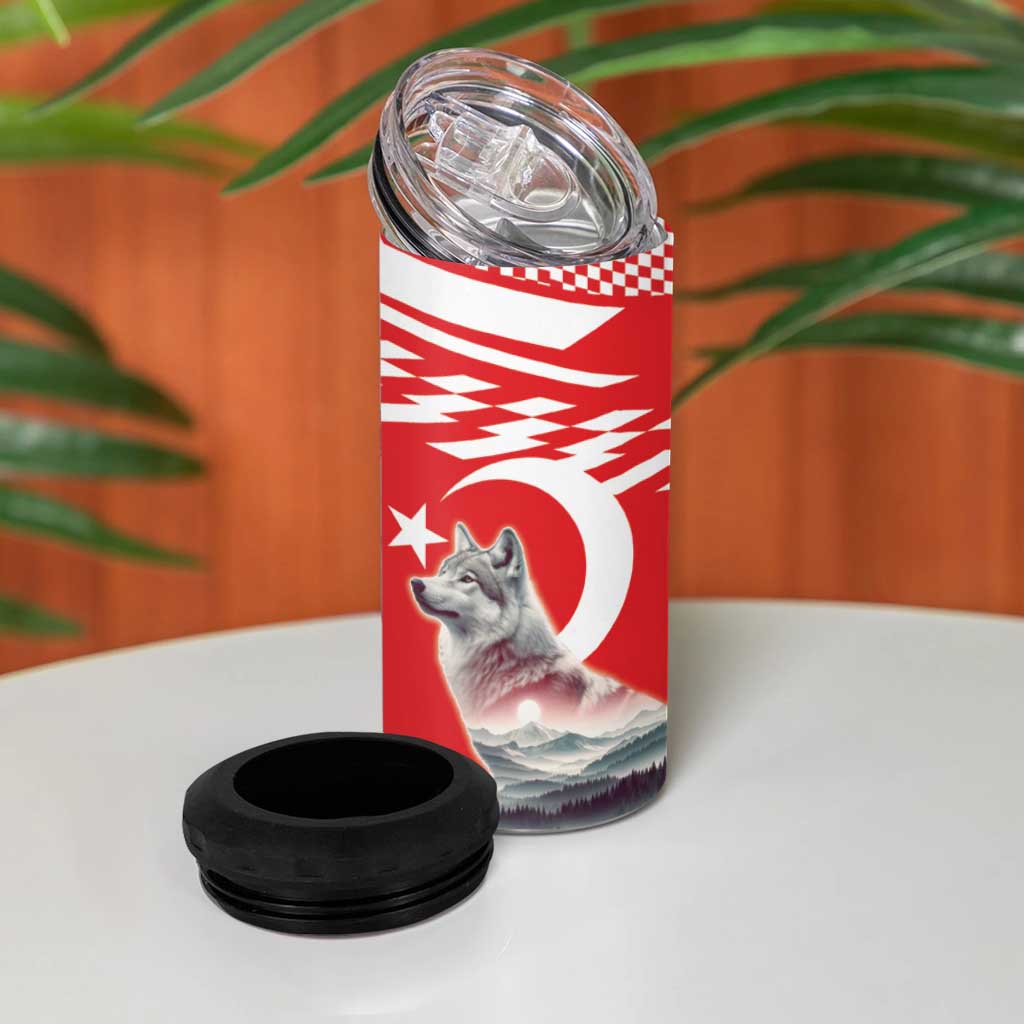 Personalized Gray Wolf Turkey 4 in 1 Can Cooler Tumbler Turkish Mountain - Wonder Print Shop