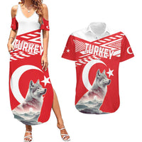 Personalized Gray Wolf Turkey Couples Matching Summer Maxi Dress and Hawaiian Shirt Turkish Mountain - Wonder Print Shop