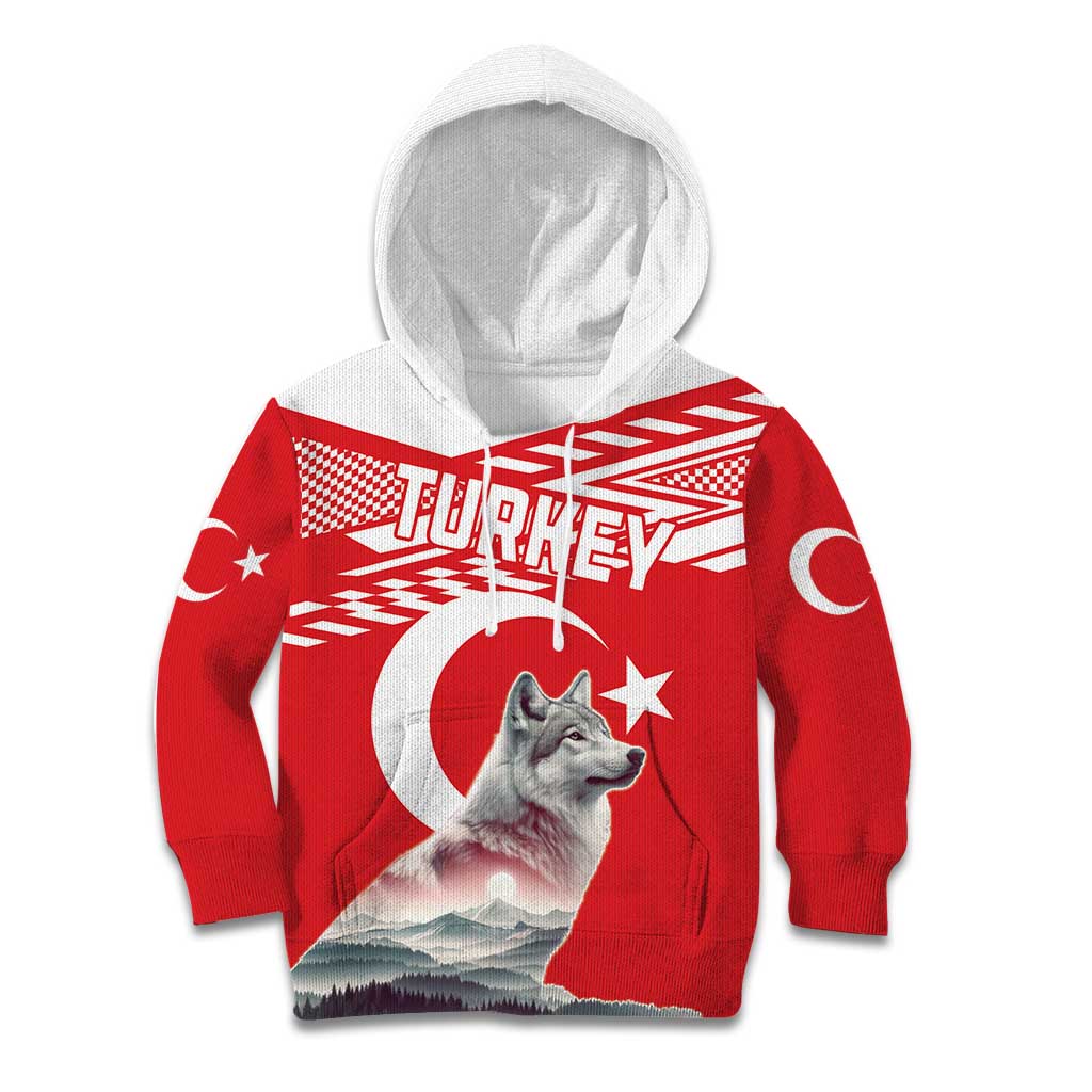 Personalized Gray Wolf Turkey Kid Hoodie Turkish Mountain - Wonder Print Shop