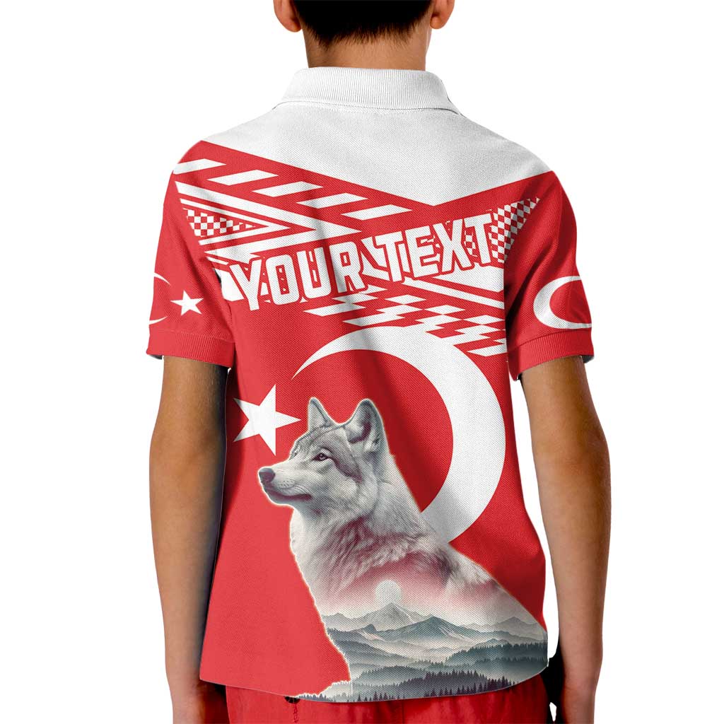 Personalized Gray Wolf Turkey Kid Polo Shirt Turkish Mountain - Wonder Print Shop