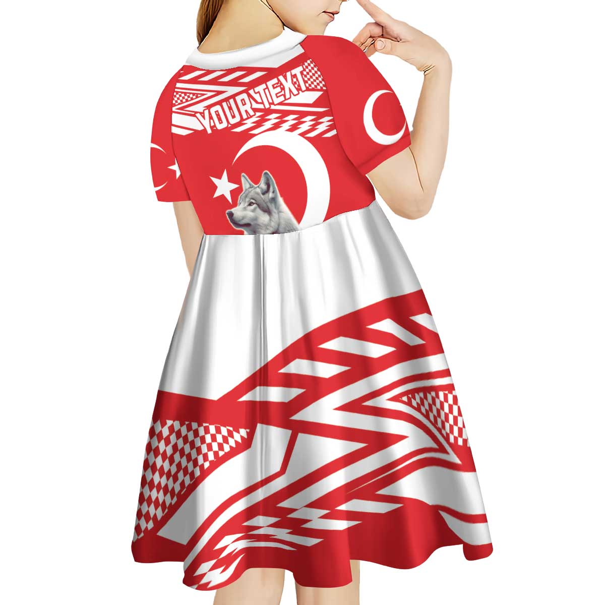 Personalized Gray Wolf Turkey Kid Short Sleeve Dress Turkish Mountain - Wonder Print Shop