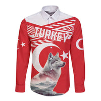 Personalized Gray Wolf Turkey Long Sleeve Button Shirt Turkish Mountain - Wonder Print Shop