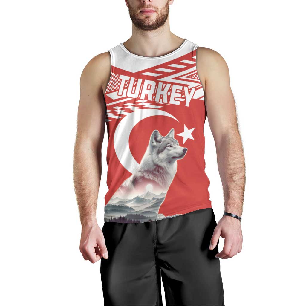 Personalized Gray Wolf Turkey Men Tank Top Turkish Mountain - Wonder Print Shop