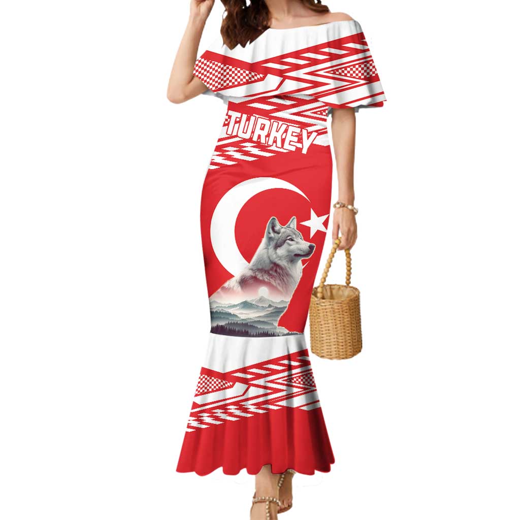 Personalized Gray Wolf Turkey Mermaid Dress Turkish Mountain - Wonder Print Shop