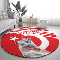 Personalized Gray Wolf Turkey Round Carpet Turkish Mountain