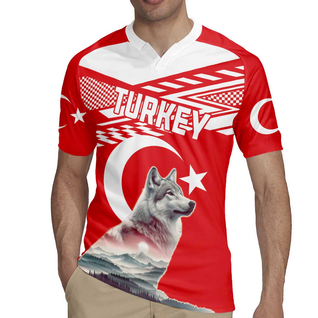 Personalized Gray Wolf Turkey Rugby Jersey Turkish Mountain - Wonder Print Shop