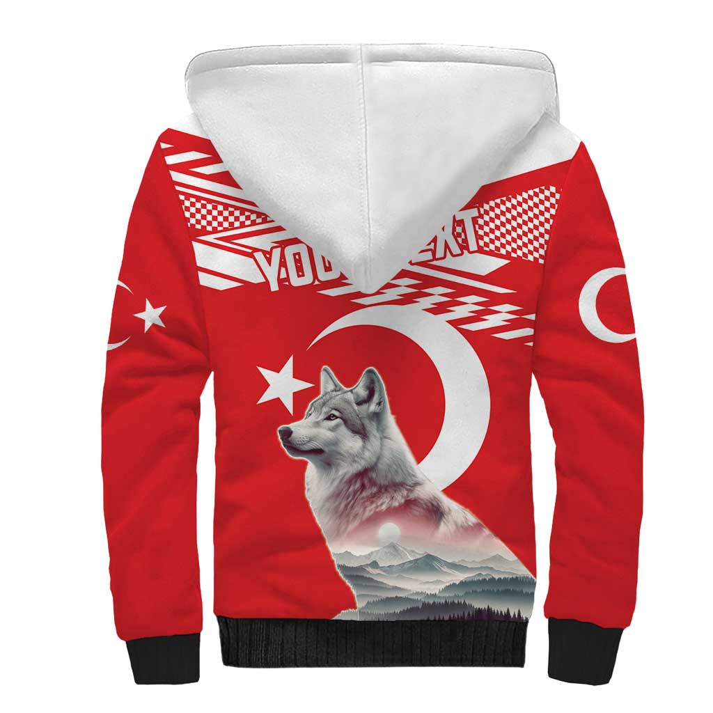 Personalized Gray Wolf Turkey Sherpa Hoodie Turkish Mountain - Wonder Print Shop