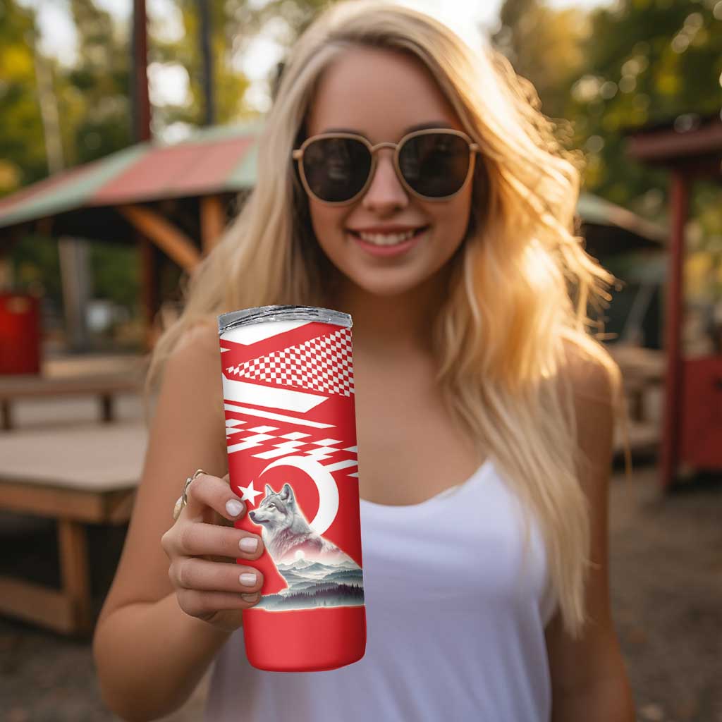 Personalized Gray Wolf Turkey Skinny Tumbler Turkish Mountain - Wonder Print Shop