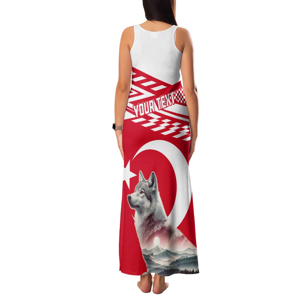 Personalized Gray Wolf Turkey Tank Maxi Dress Turkish Mountain - Wonder Print Shop