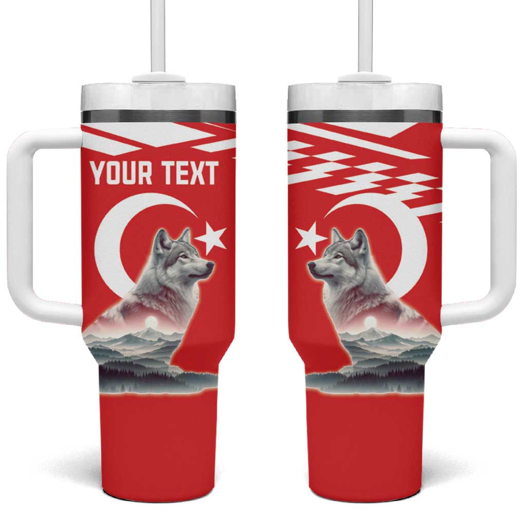 Personalized Gray Wolf Turkey Tumbler With Handle Turkish Mountain - Wonder Print Shop