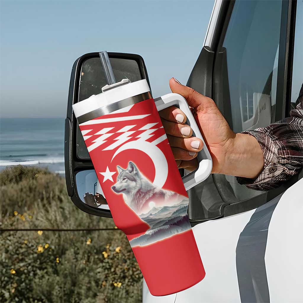 Personalized Gray Wolf Turkey Tumbler With Handle Turkish Mountain - Wonder Print Shop