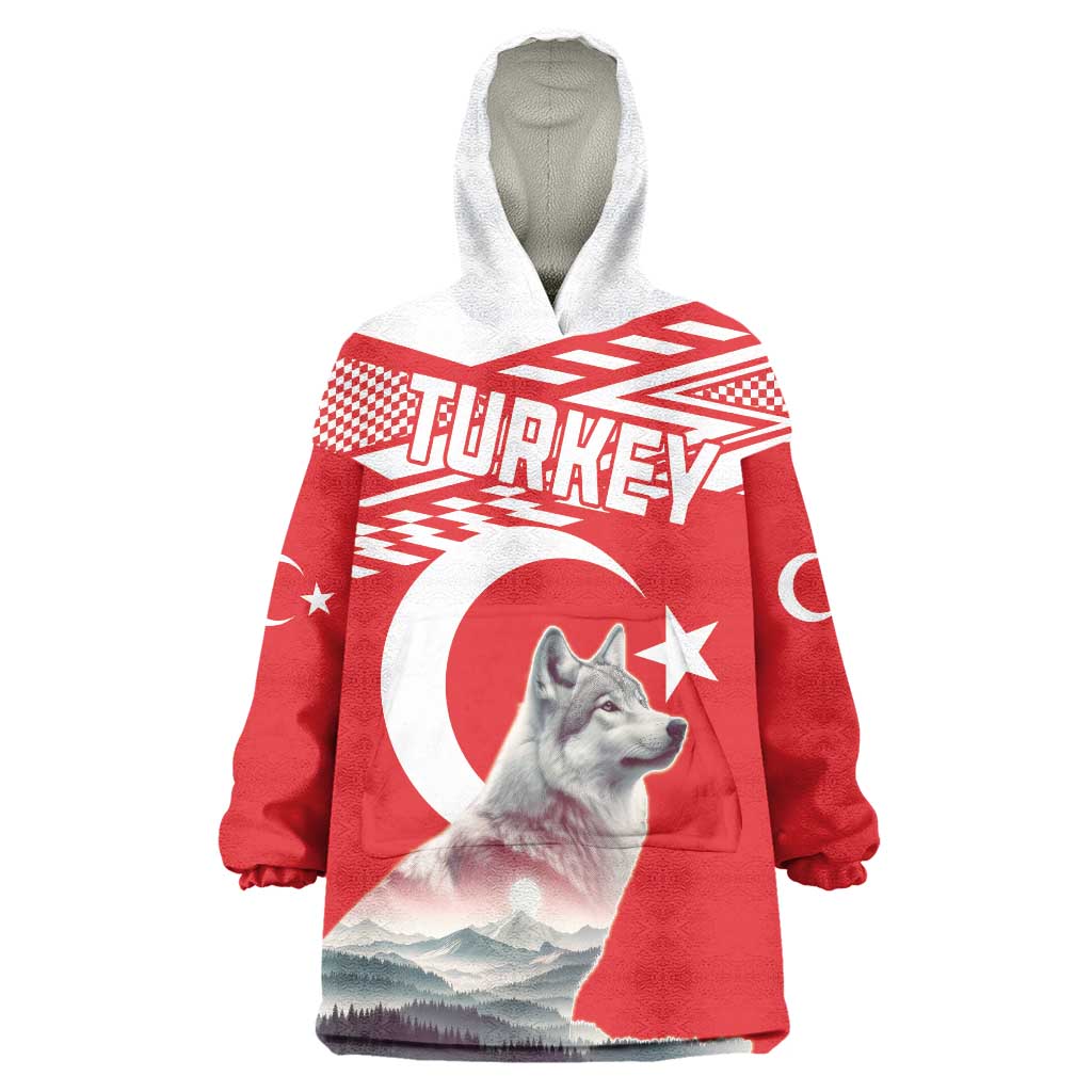 Personalized Gray Wolf Turkey Wearable Blanket Hoodie Turkish Mountain - Wonder Print Shop