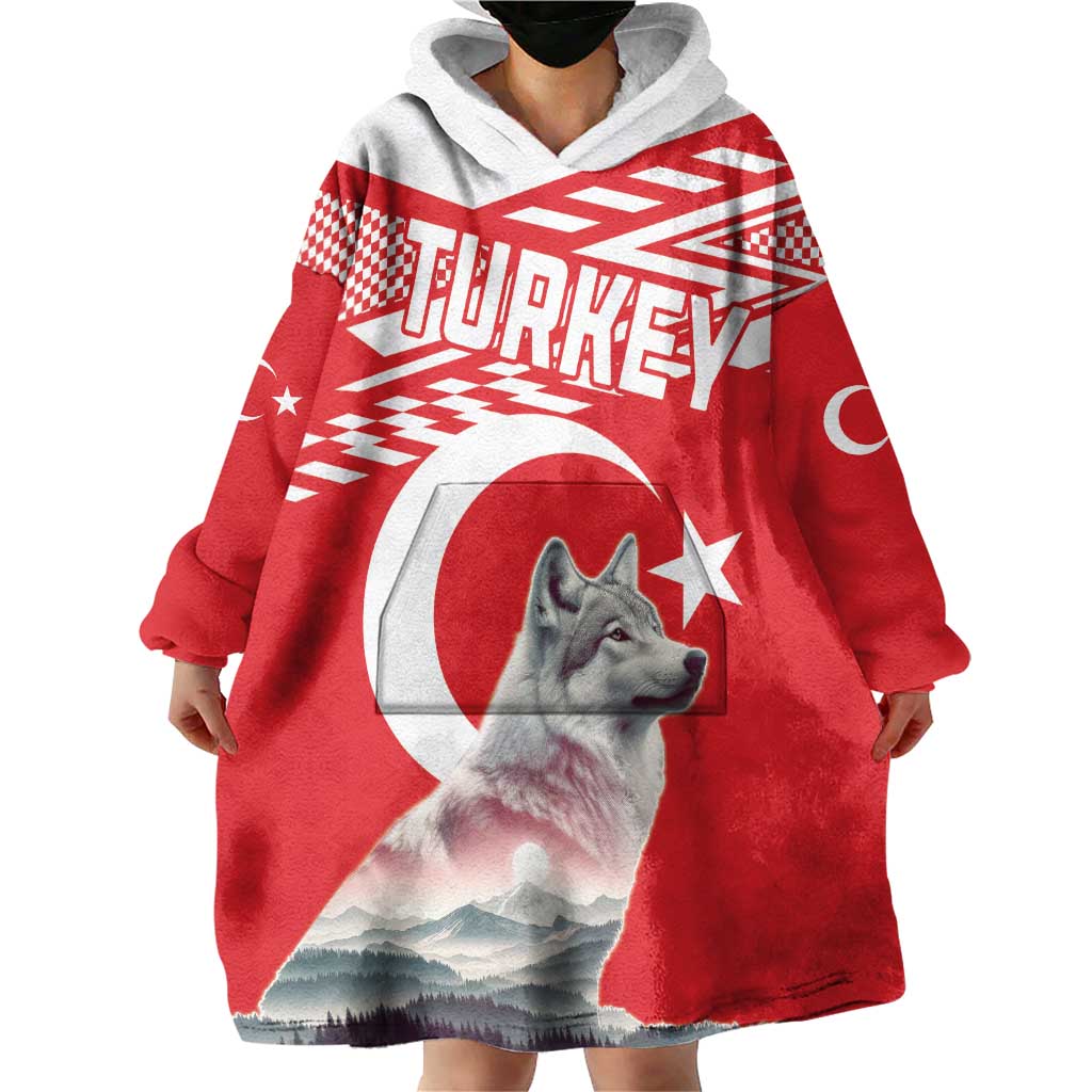 Personalized Gray Wolf Turkey Wearable Blanket Hoodie Turkish Mountain - Wonder Print Shop