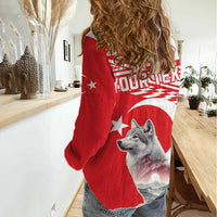 Personalized Gray Wolf Turkey Women Casual Shirt Turkish Mountain - Wonder Print Shop