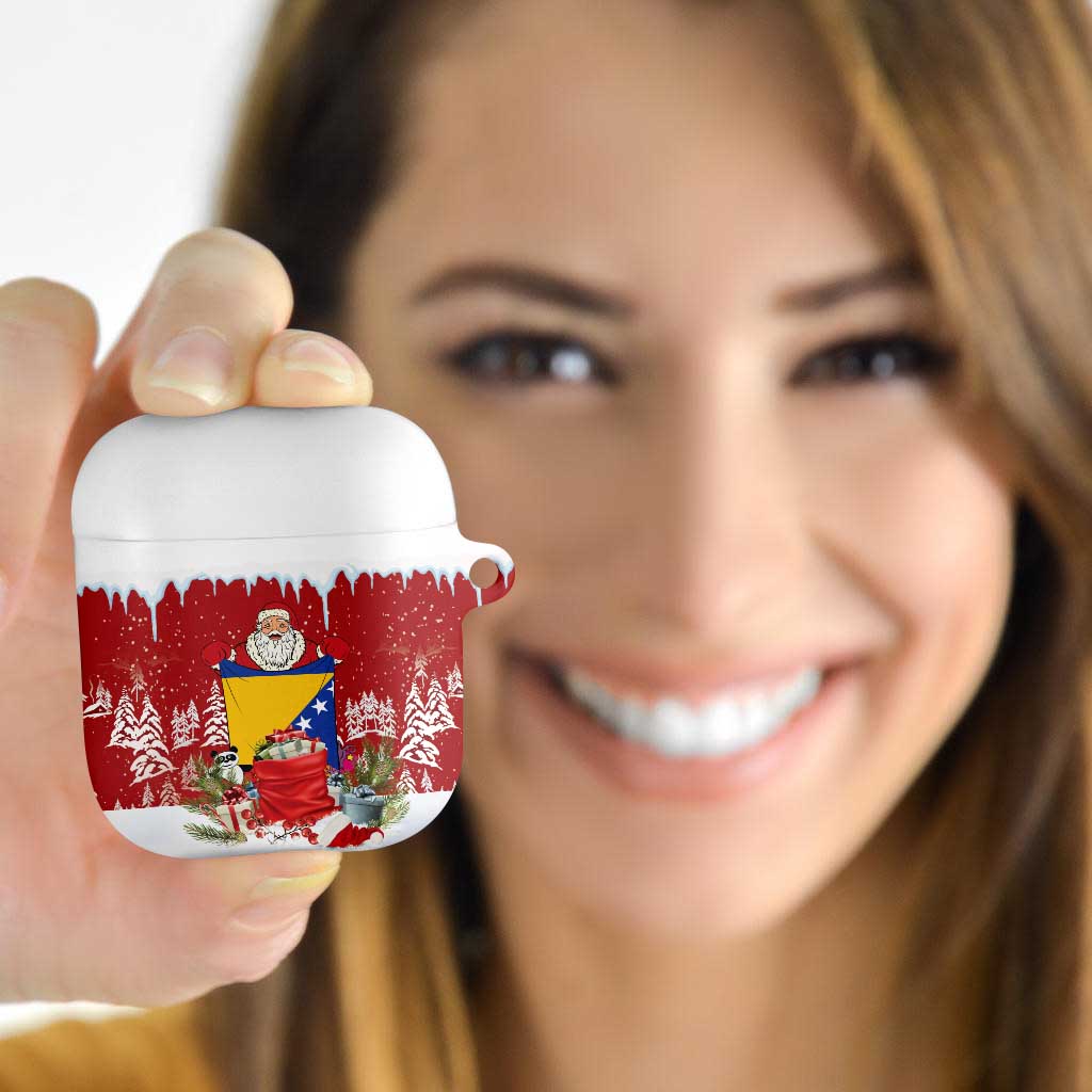 Bosnia and Herzegovina Christmas AirPods Case Santa With National Flag - Wonder Print Shop