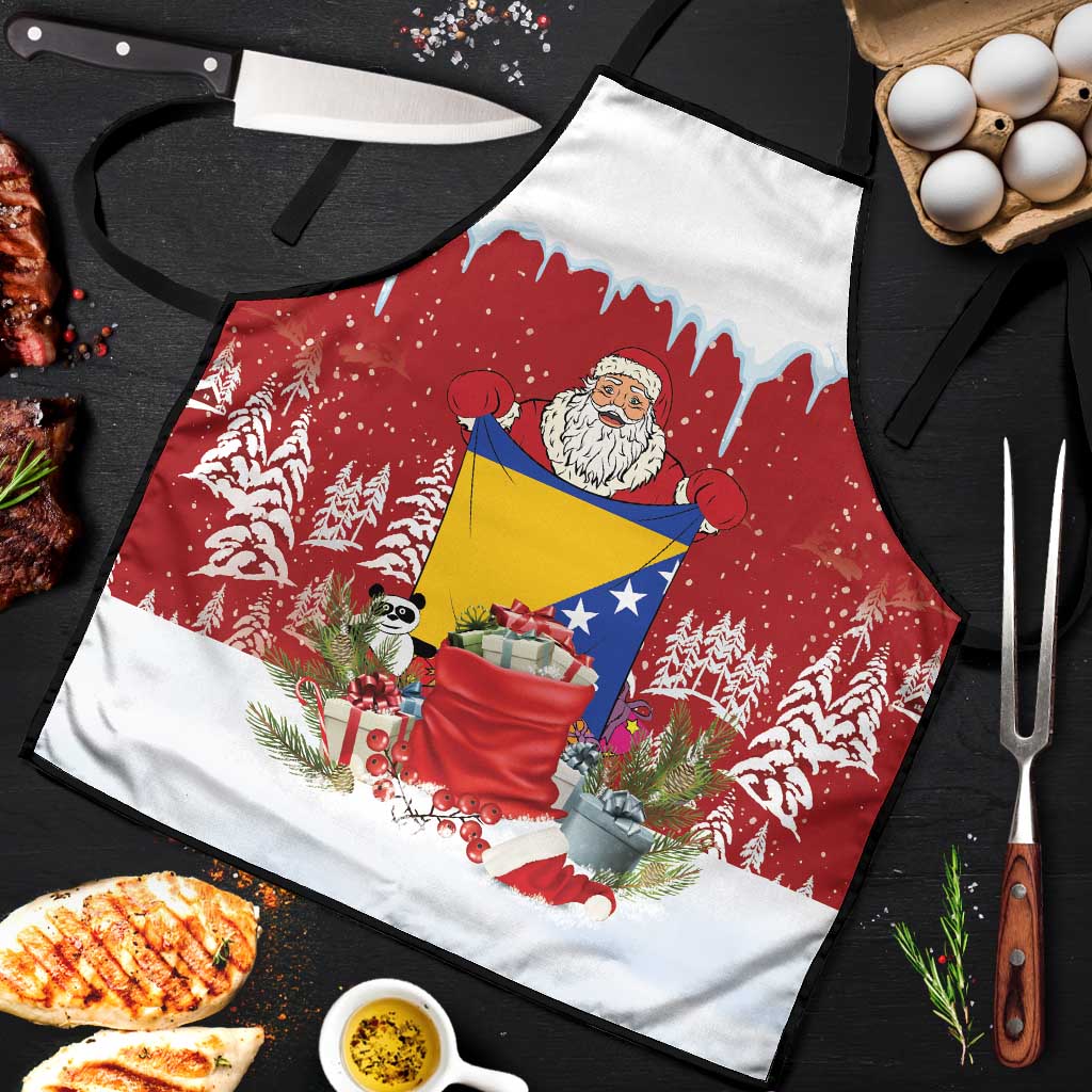 Bosnia and Herzegovina Christmas Apron Santa With National Flag - Wonder Print Shop