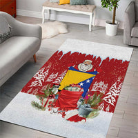 Bosnia and Herzegovina Christmas Area Rug Santa With National Flag - Wonder Print Shop
