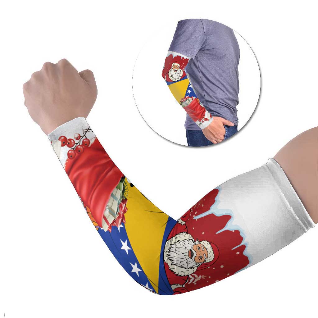 Bosnia and Herzegovina Christmas Arm Sleeves Santa With National Flag - Wonder Print Shop