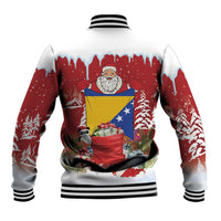 Bosnia and Herzegovina Christmas Baseball Jacket Santa With National Flag - Wonder Print Shop