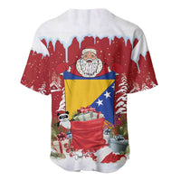 Bosnia and Herzegovina Christmas Baseball Jersey Santa With National Flag - Wonder Print Shop