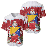 Bosnia and Herzegovina Christmas Baseball Jersey Santa With National Flag - Wonder Print Shop