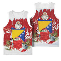 Bosnia and Herzegovina Christmas Basketball Jersey Santa With National Flag - Wonder Print Shop