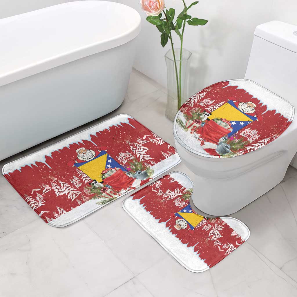 Bosnia and Herzegovina Christmas Bathroom Set Santa With National Flag - Wonder Print Shop