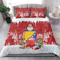 Bosnia and Herzegovina Christmas Bedding Set Santa With National Flag - Wonder Print Shop