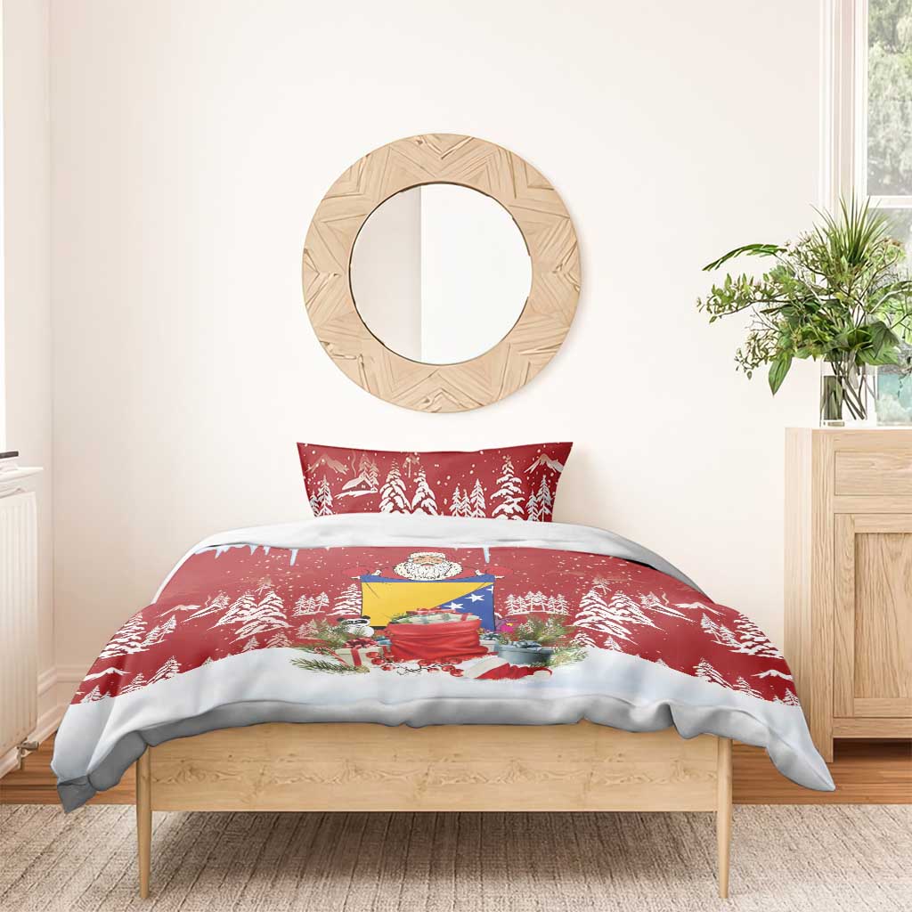 Bosnia and Herzegovina Christmas Bedding Set Santa With National Flag - Wonder Print Shop