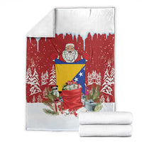 Bosnia and Herzegovina Christmas Blanket Santa With National Flag - Wonder Print Shop