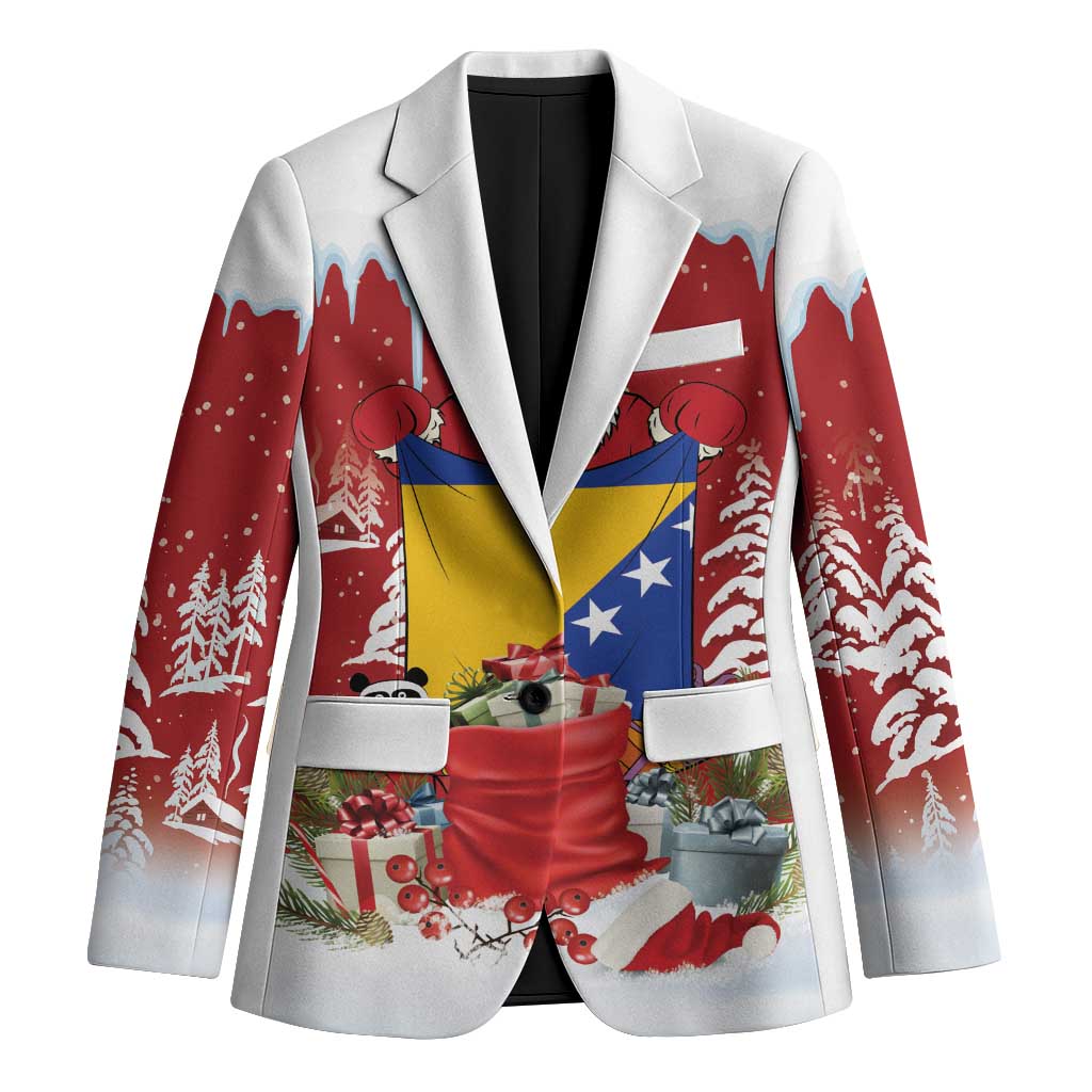 Bosnia and Herzegovina Christmas Blazer Santa With National Flag - Wonder Print Shop