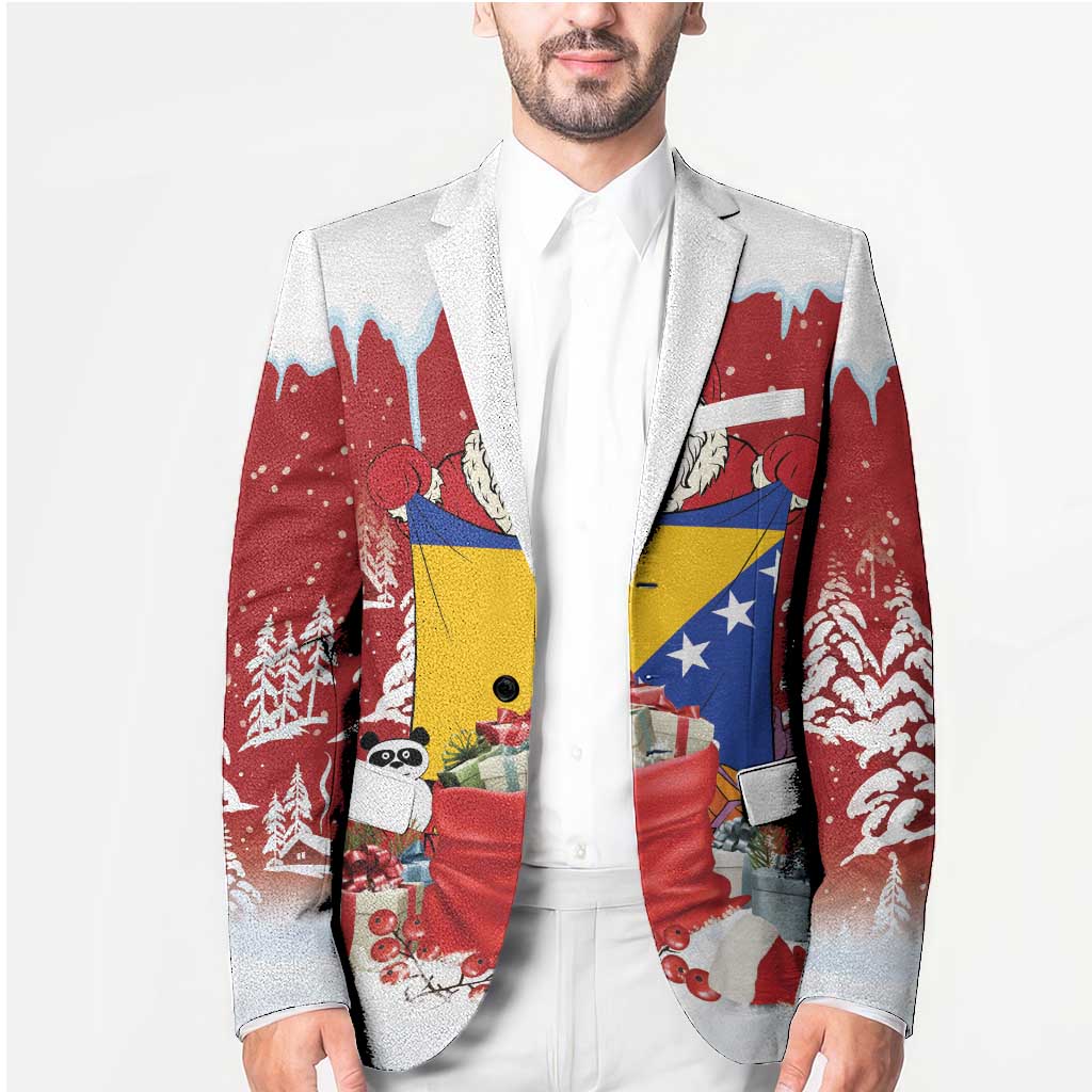 Bosnia and Herzegovina Christmas Blazer Santa With National Flag - Wonder Print Shop